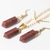 Conjunto Colar Brinco Quartzo Vermelho Mini Ponta Dourado - comprar online