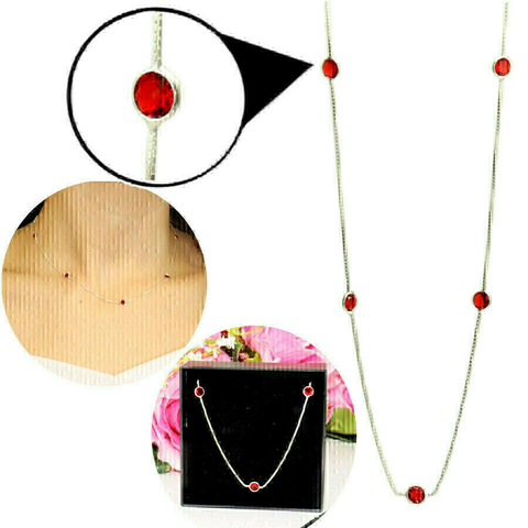 Colar Chocker Pedra Zirconia Vermelha Prata 925