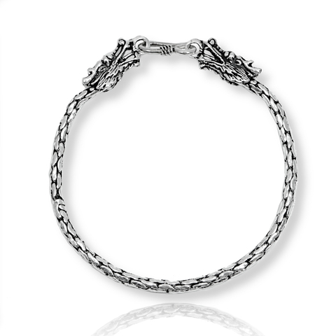Pulseira Masculina Bali Peruana Prata Legitima 925 Dragão