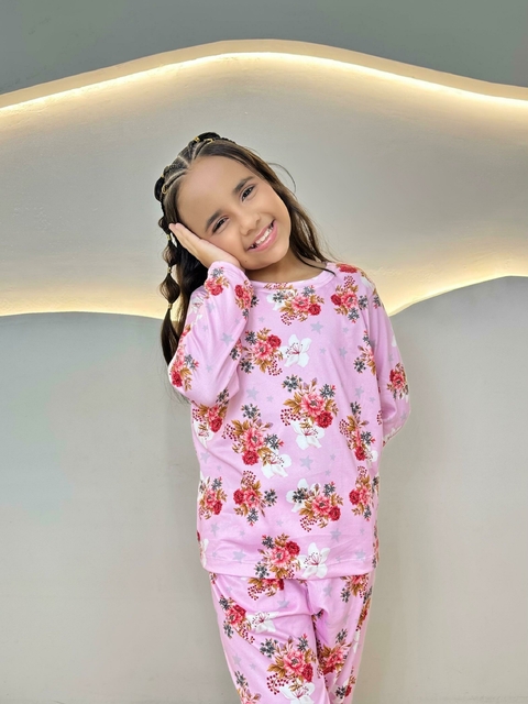 Pijama Infantil Longo de Inverno Full - Flores F. Rosa (1299) - comprar online