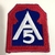 Emblema bordado do 5.° Exército Norte-Americano A5 FEB Itália WW2 Segunda Guerra Mundial. Pracinha. 1944. Réplica.