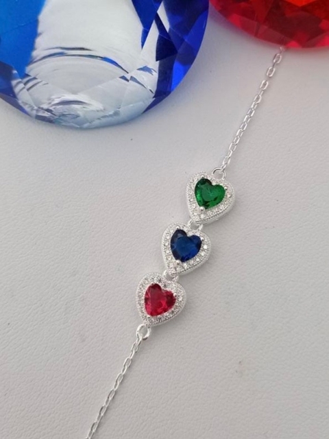 Pulseira Corações Zirconias Coloridas | PU031