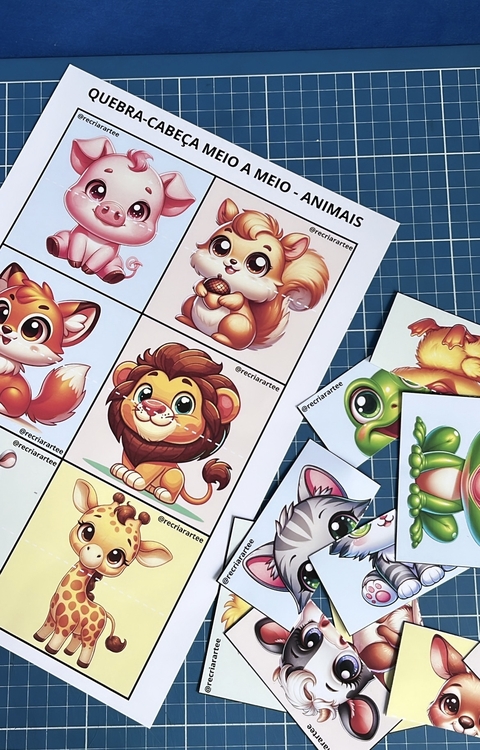 ATIVIDADE - QUEBRA-CABEÇA ANIMAIS - MEIO A MEIO