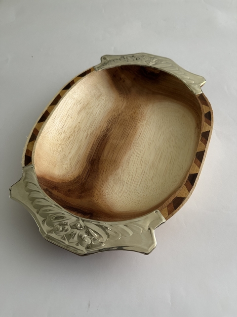 Batea / Bandeja de madera y alpaca de 35 cm - comprar online