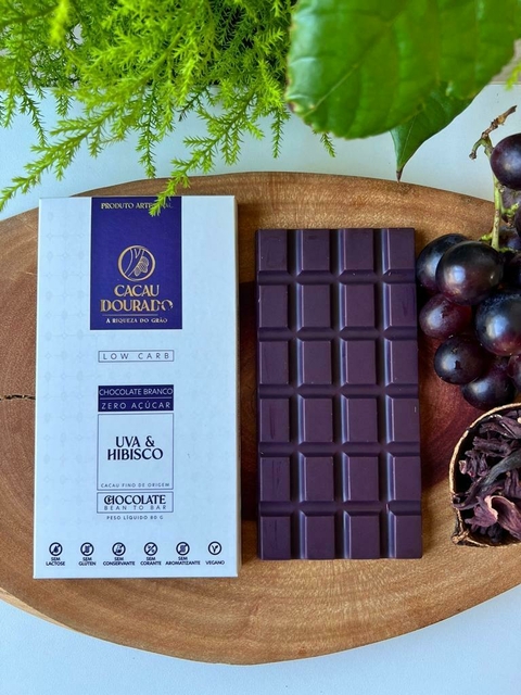 Chocolate branco - uva e hibisco - LOW CARB - zero açúcar - 80g