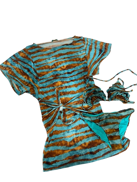 conjunto Biquíni + saída, Cia Marítima- Semi Novo -