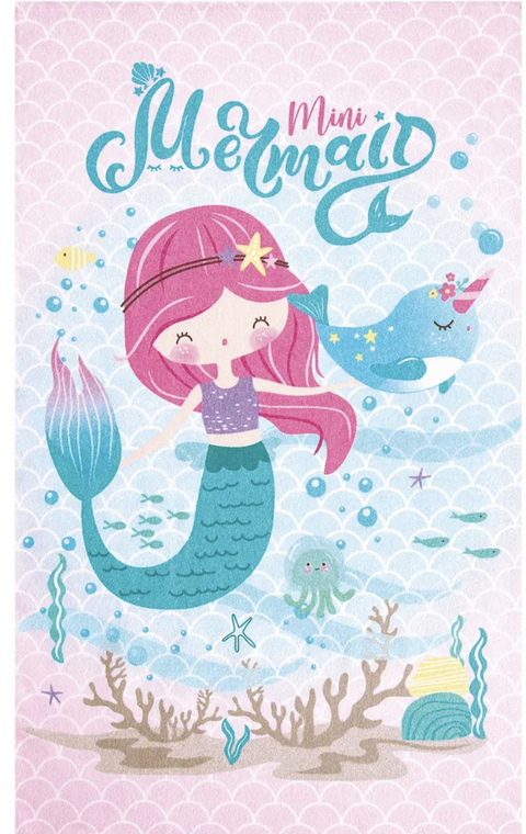 Toalha de Banho Infantil Sereia Rosa
