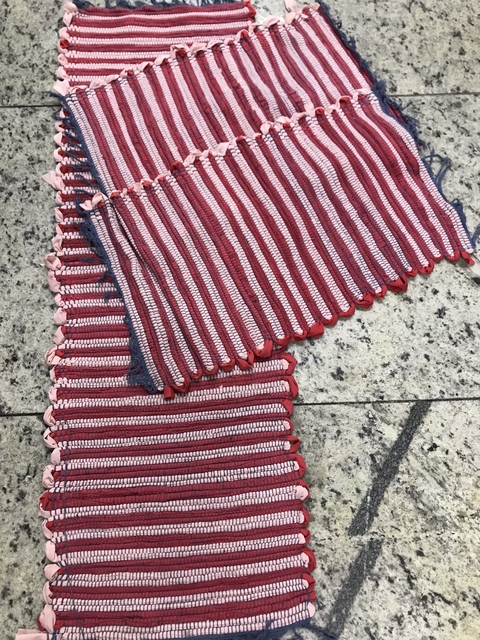 Jogo de Passadeira Malha 3 Peças Rosa com Vermelho