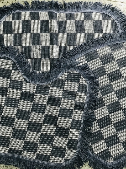 Jogo de Banheiro Relevo 3 Peças Cinza