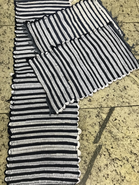 Jogo de Passadeira Malha 3 Peças Preto com Cinza