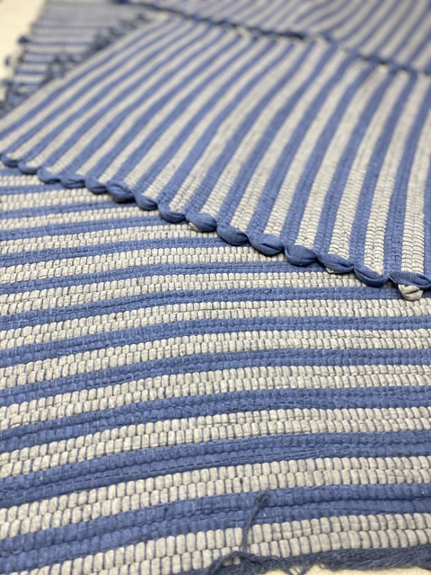 Jogo de Passadeira Malha- Azul Claro com Cinza