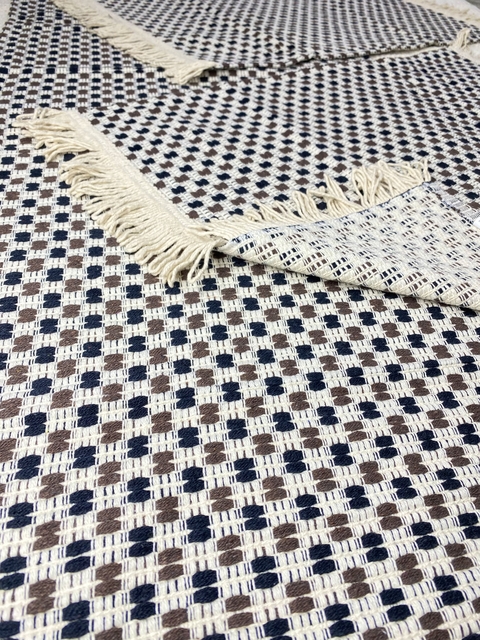 Jogo de Passadeira Xadrez- Marrom com Preto