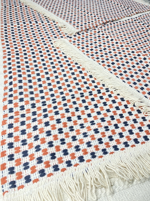 Jogo de Passadeira Xadrez- Coral com Preto