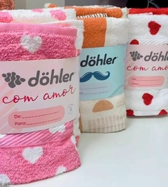 Kit Toalha de Banho Coração ou Poá + Toalha Rosto Coração ou Poá Döhler - comprar online