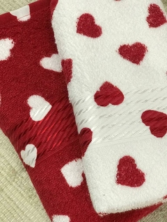 Imagem do Kit Toalha de Banho Coração ou Poá + Toalha Rosto Coração ou Poá Döhler