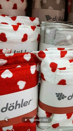 Kit Toalha de Banho Coração ou Poá + Toalha Rosto Coração ou Poá Döhler - loja online