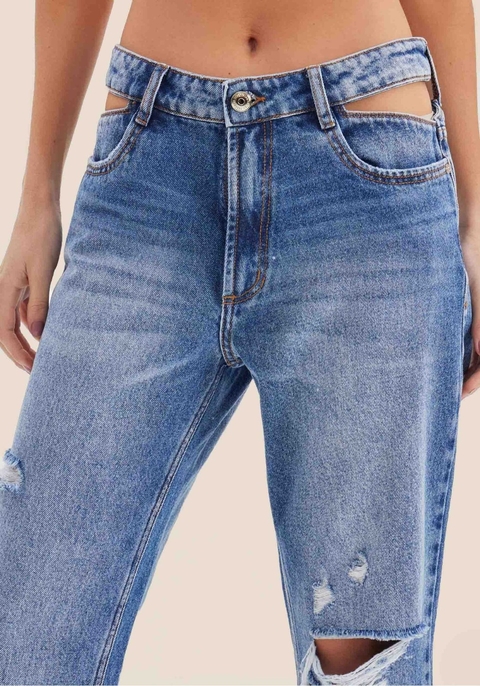Calça Jeans Reta High Azul- Lança perfume