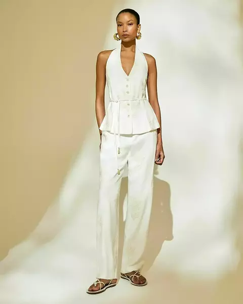 Calça Twill Bordada