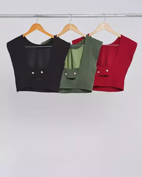 Cropped Det Botão Costa KARMANI - comprar online