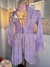 Robe de tule manga longa com detalhes em renda - Lilás - comprar online