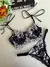 Conjunto lingerie bicolor renda modelo Maju - Preto com Branco - loja online
