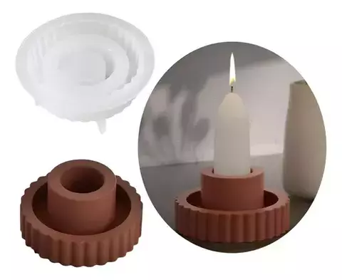Molde de Silicona para Porta Velas y Candelabros – Ideal para Resina, Cemento, Yeso o Velas Artesanales - comprar online