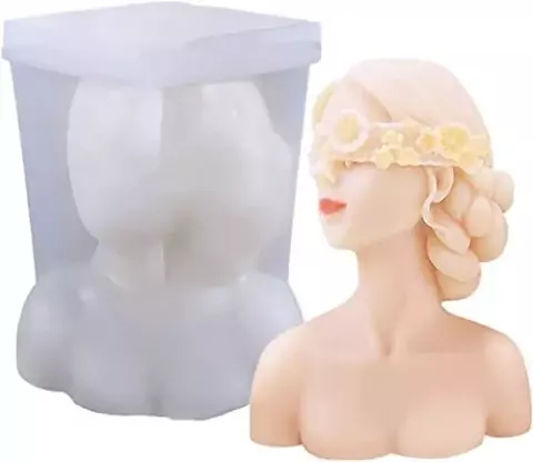 Molde de Silicona Premium Mujer con Ojos Vendados y Flores – Ideal para Resina, Yeso, Cemento y Decoración Artesanal - comprar online