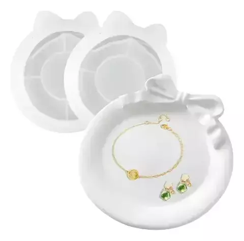 Molde de Silicona para Bandeja Redonda con Diseño de Moño – Ideal para Resina, Yeso, Cemento y Decoración Artesanal