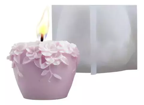 Molde Silicona Bombé Baja Con Flores Ideal Velas Yeso Jabón