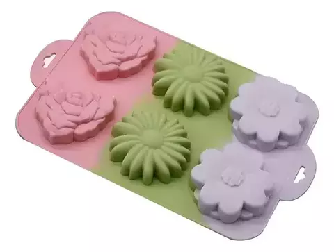 Molde de Silicona con Diseño de Flores y Corazón – Ideal para Jabón Artesanal, Repostería, Resina y Yeso Decorativo