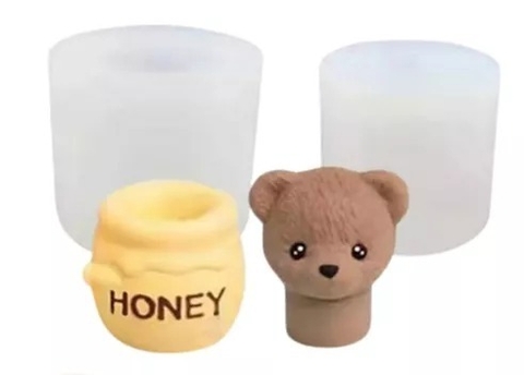 Set Moldes De Silicona Oso Miel Especial Velas, Jabón, Etc.