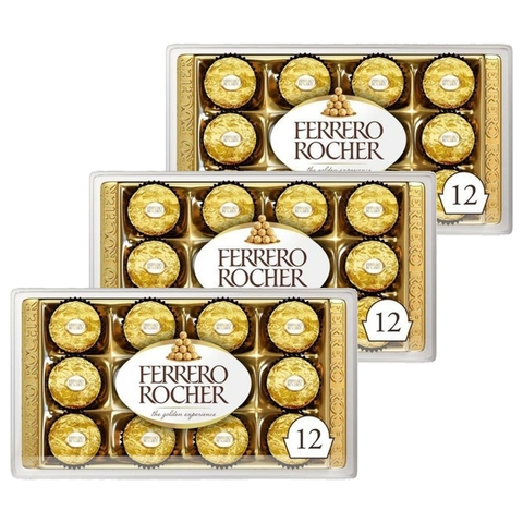 Bombom FERRERO ROCHER 150g 12 Bombons (3 embalagens)