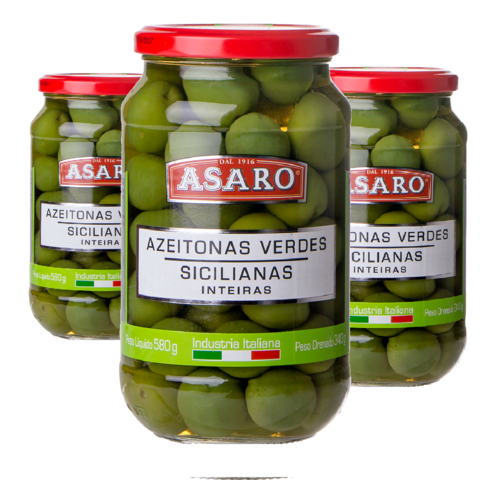 Azeitona Verde Siciliana ASARO 340ml (3 vidros)