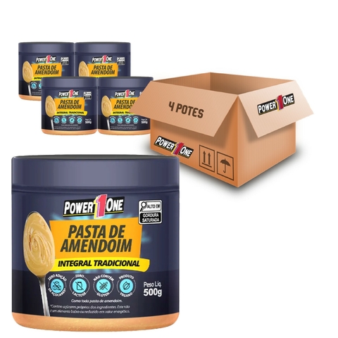 Pasta de Amendoim Power1One Tradicional 500g (4 potes)