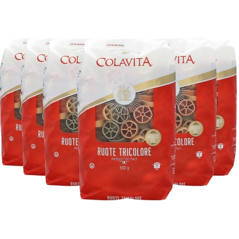 Kit 6und Macarrão Ruote Tricolori COLAVITA Grano Duro 500g