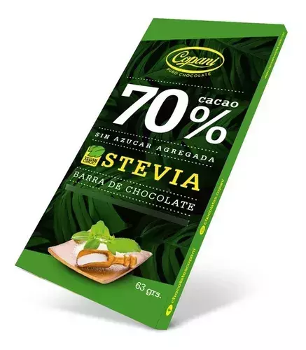 Copani "70% cacao con stevia" 63 grs