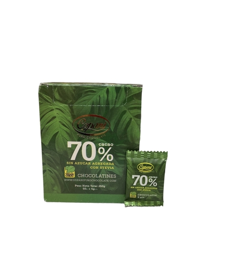 Copani chocolatínes 70% cacao c/stevia 50 u
