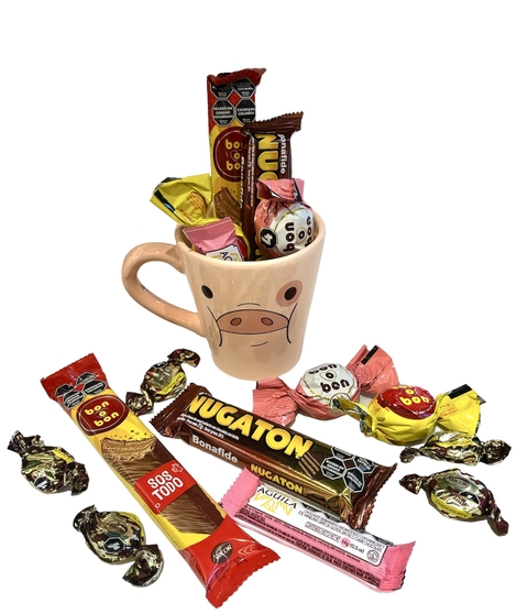 Taza cerámica "Chanchito" c/golosinas