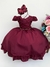 Vestido Infantil Marsala Cinto de Pérolas Casamento Luxo Sku: 7504M