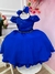 Vestido Infantil Azul Royal Renda C/ Cinto Pérolas e Tiara Sku: 1053AY