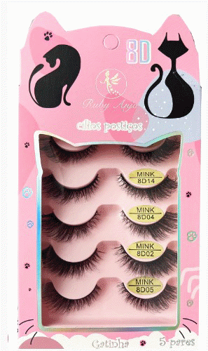 Cílios Postiços C/5 Pares Efeito Gatinho Ruby Anjo - comprar online