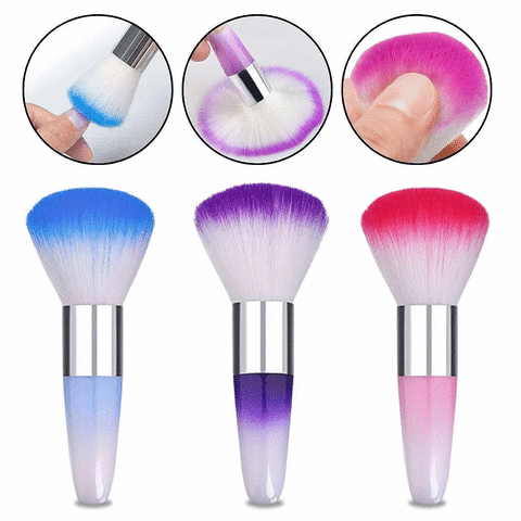 Pincel Espanador Pompom Pó Para Unhas em Gel Roxo - comprar online