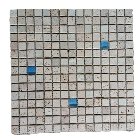 Malla 30x30 | Modelo Combinado | 2x2 | Mármol | Piedra Travertino | Revestimiento | Piscina | Pileta | Baño | Cocina | REVESTYLO