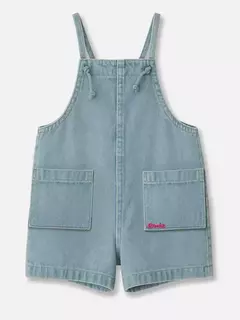 JARDINEIRA JEANS COM ALÇAS DE NÓ - Bolhinhas de Sabão