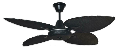 Ventilador BARI RATTAN cuerpo negro tapa forrada y tono de palas negra