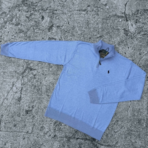 SWEATER CLASICO POLO MEDIO CIERRE CELESTE - comprar online