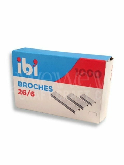 Broches 26 / 6 para abrochadora brazo largo | caja x 1000 uni