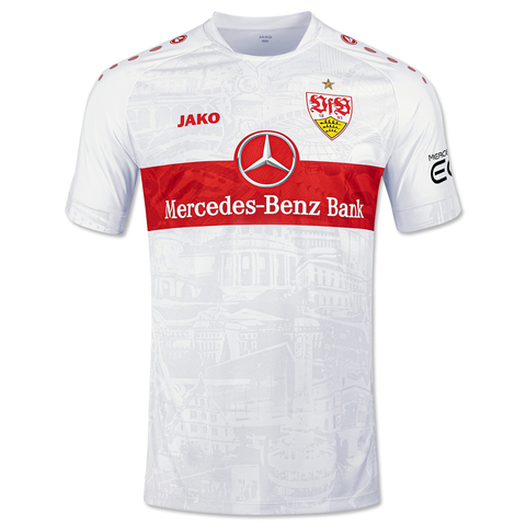 camisa do stuttgart-22/23-2022-2023-2022/2023-Home-1-I-torcedor-masculino-masculina-jako-mercedez-branco-branca-vemelho-vermelha-borna sosa-wataru endo-sehrou guirassy