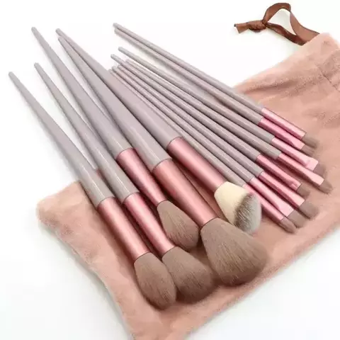 Kit De Pincéis De Maquiagem Profissional - 13 Peças Marrom