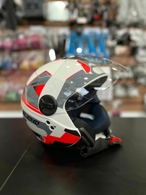CAPACETE FREEWAY BLEND BRANCO COM VERMELHO
